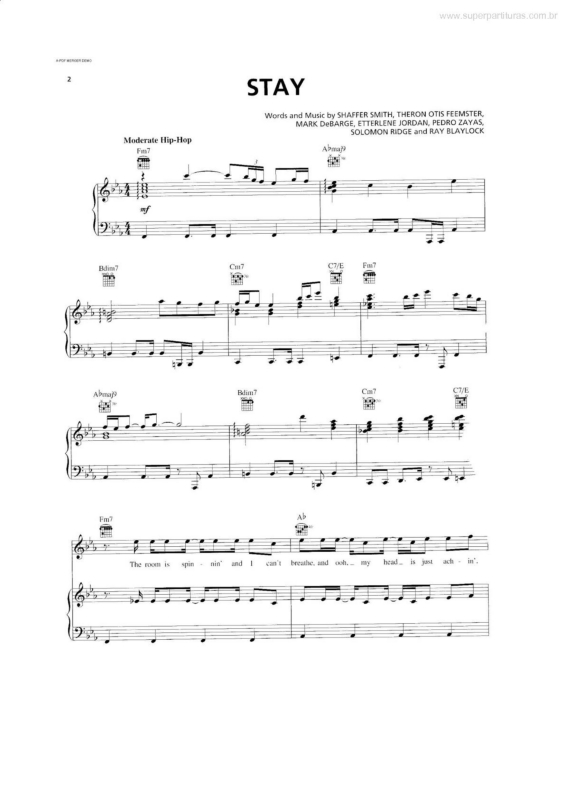 Partitura da música Stay v.4