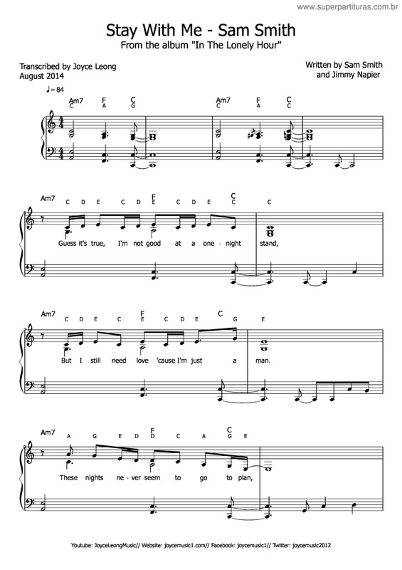 Partitura da música Stay with me