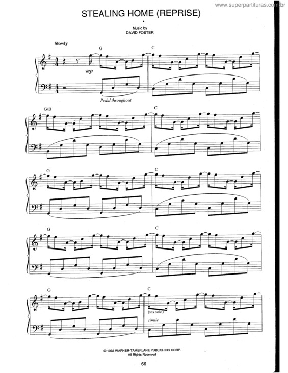 Partitura da música Stealing Home (Reprise)