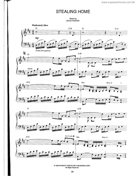 Partitura da música Stealing Home