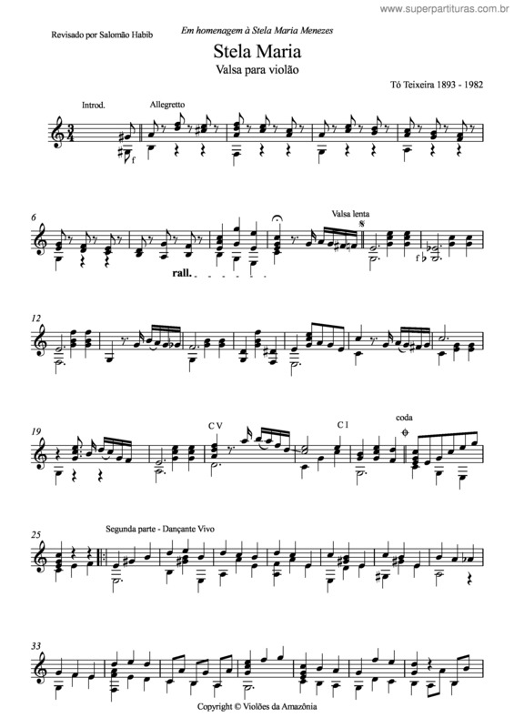 Partitura da música Stela Maria