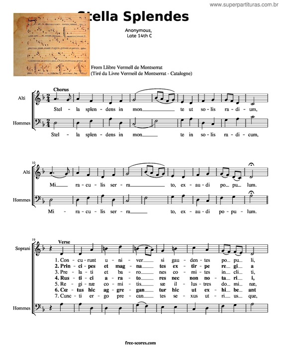 Partitura da música Stella Splendes – Livre Vermeil De Montserrat