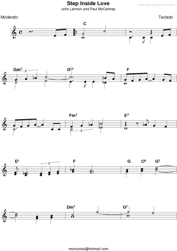 Partitura da música Step Inside Love v.2