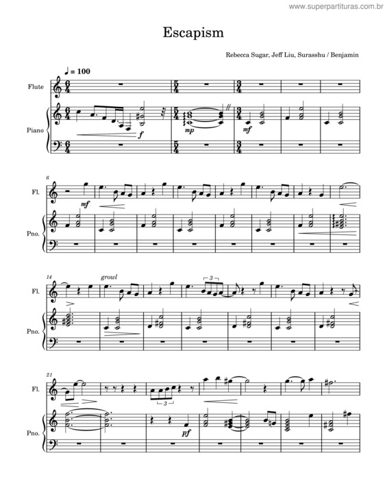 Partitura da música Steven Universe – Escapism – Misc Cartoons Steven Universe – Escapism –