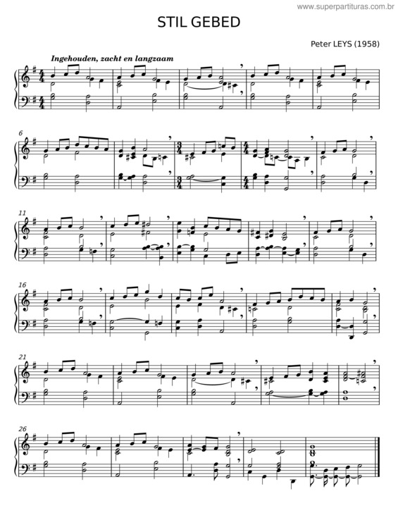 Partitura da música Stil Gebed – Peter Leys