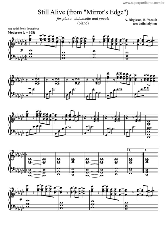 Partitura da música Still Alive v.2