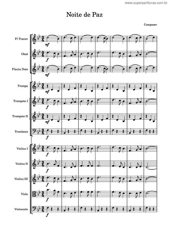 Partitura da música Stille Nacht Noite De Paz