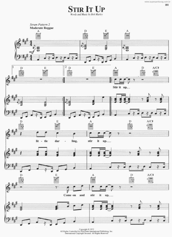 Partitura da música Stir It Up v.2