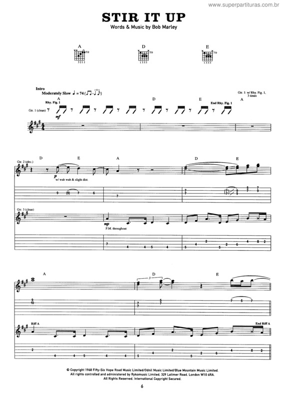 Partitura da música Stir It Up