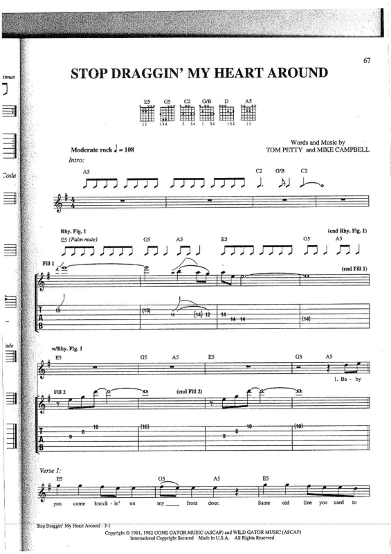 Partitura da música Stop Draggin` My Heart Around