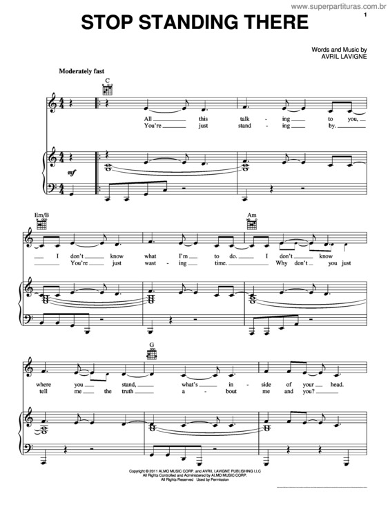 Partitura da música Stop Standing There v.2