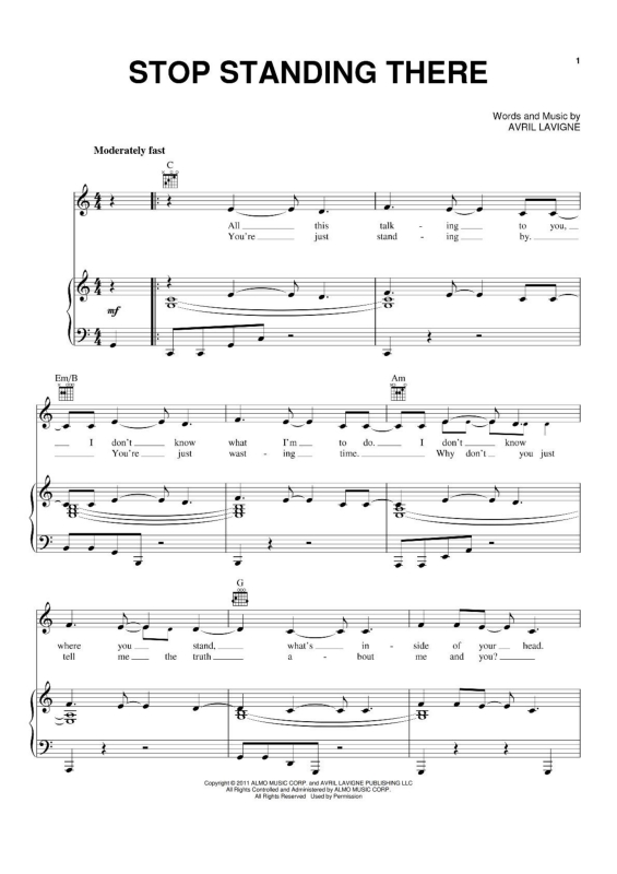 Partitura da música Stop Standing There