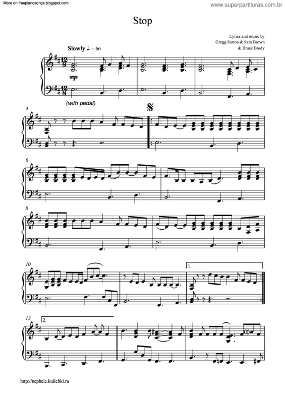 Partitura da música Stop v.2