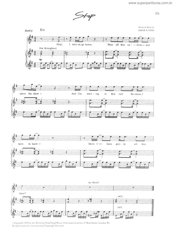 Partitura da música Stop