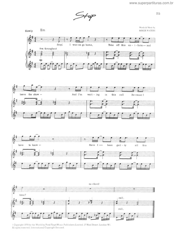 Partitura da música Stop