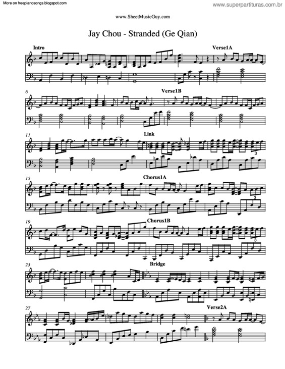 Partitura da música Stranded