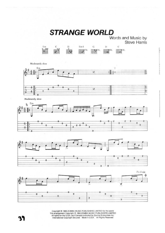 Partitura da música Strange World