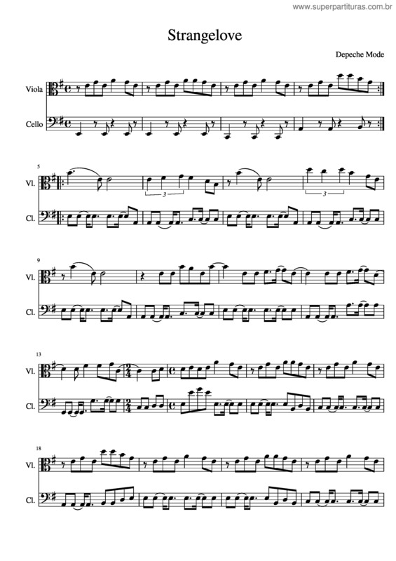 Partitura da música Strangelove – Depeche Mode