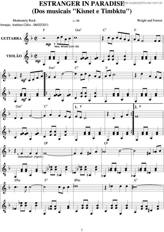 Partitura da música Stranger In Paradise v.2