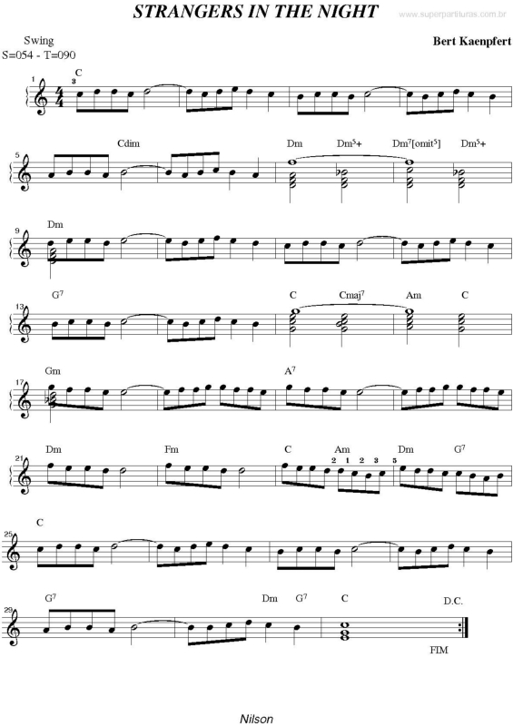 Strangers In The Night  Sheet music, Violin sheet music, Music