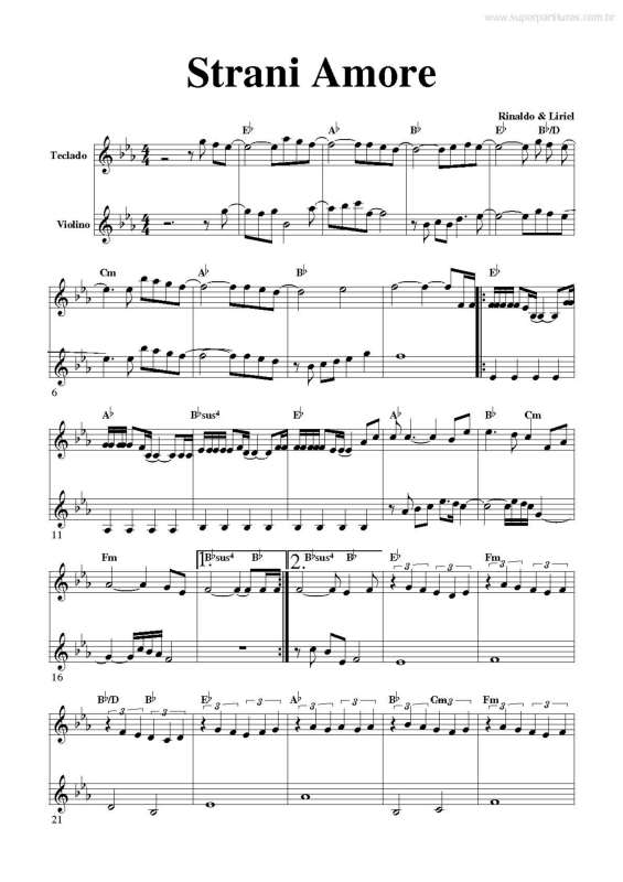 Partitura da música Strani Amore