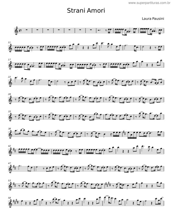 Partitura da música Strani Amori – Laura Pausini