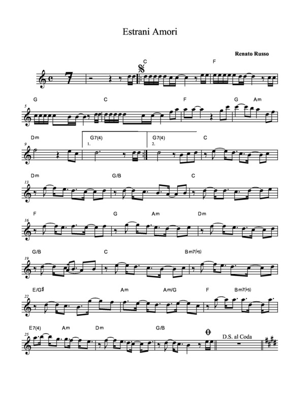 Partitura da música Strani Amori v.2