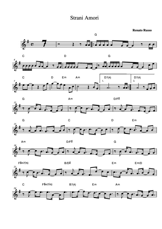 Partitura da música Strani Amori