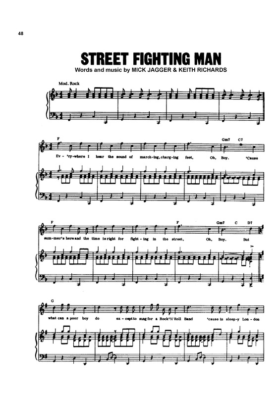 Partitura da música Street Fighting Man