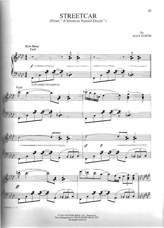 Partitura da música Streetcar