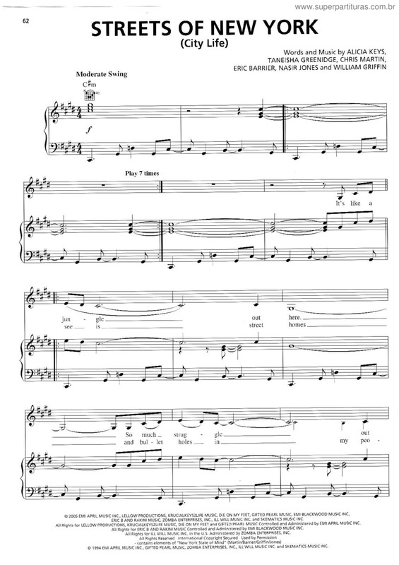 Partitura da música Streets of new york