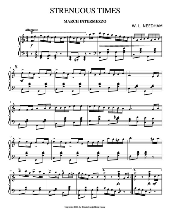 Partitura da música Strenuous Times 1906