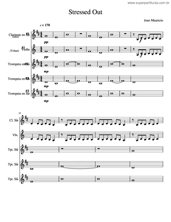 Partitura da música Stressed Out – Twenty One Pilots