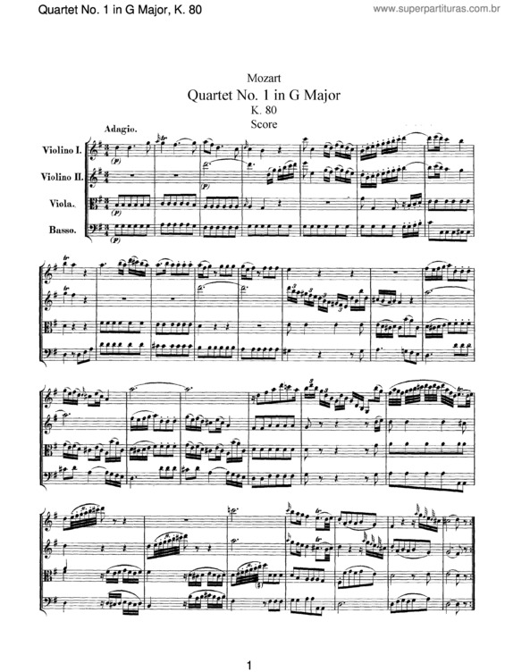 Partitura da música String Quartet No. 1