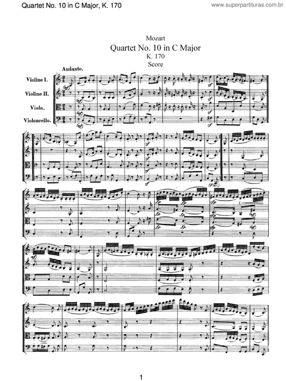 Partitura da música String Quartet No. 10