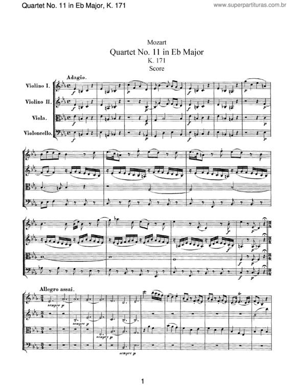 Partitura da música String Quartet No. 11