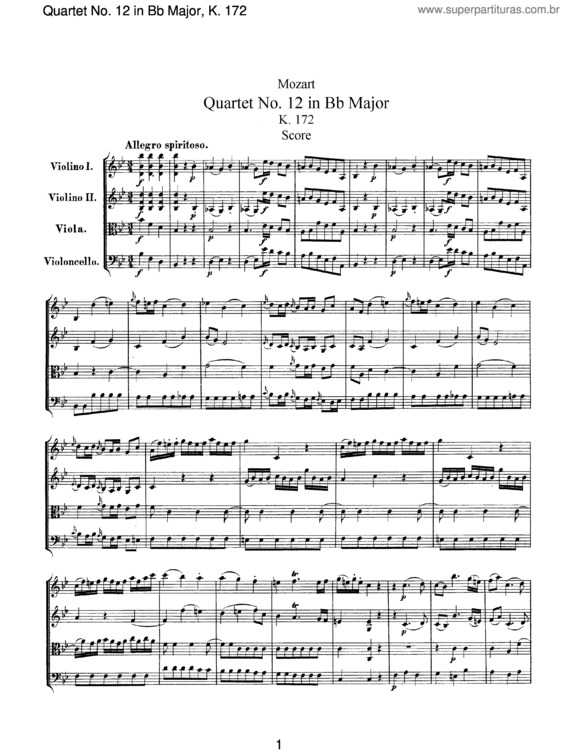 Partitura da música String Quartet No. 12