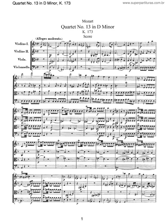 Partitura da música String Quartet No. 13