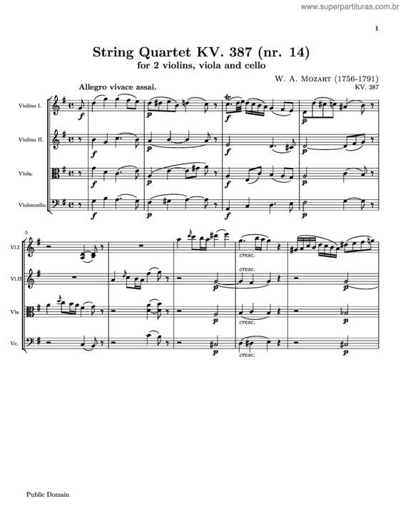 Partitura da música String Quartet No. 14 v.2