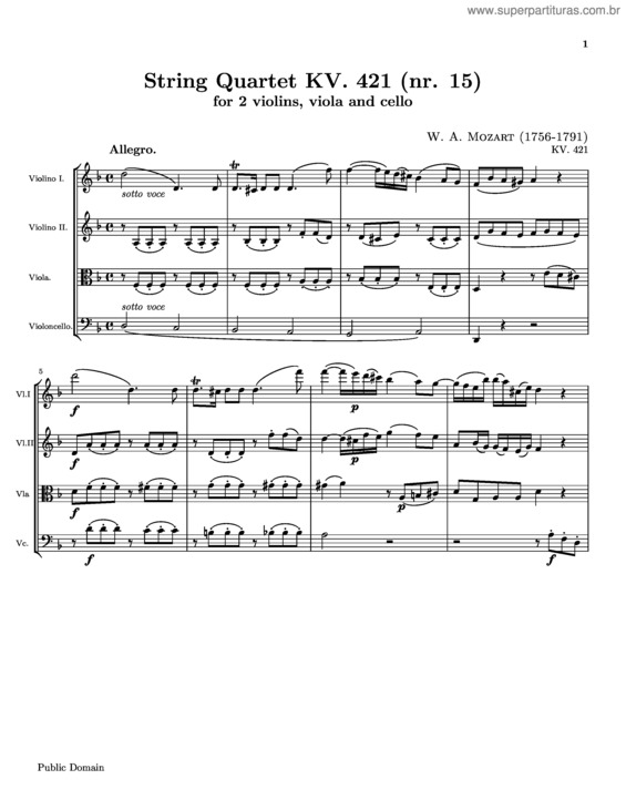 Partitura da música String Quartet No. 15 v.2