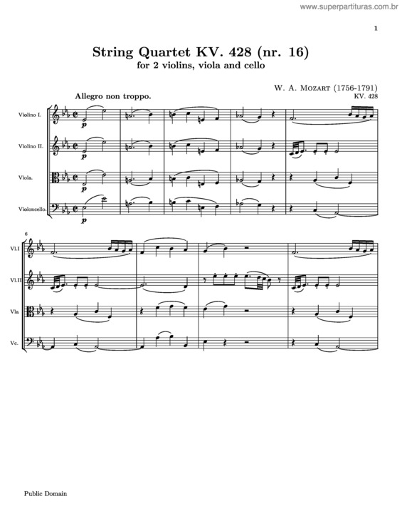 Partitura da música String Quartet No. 16 v.2
