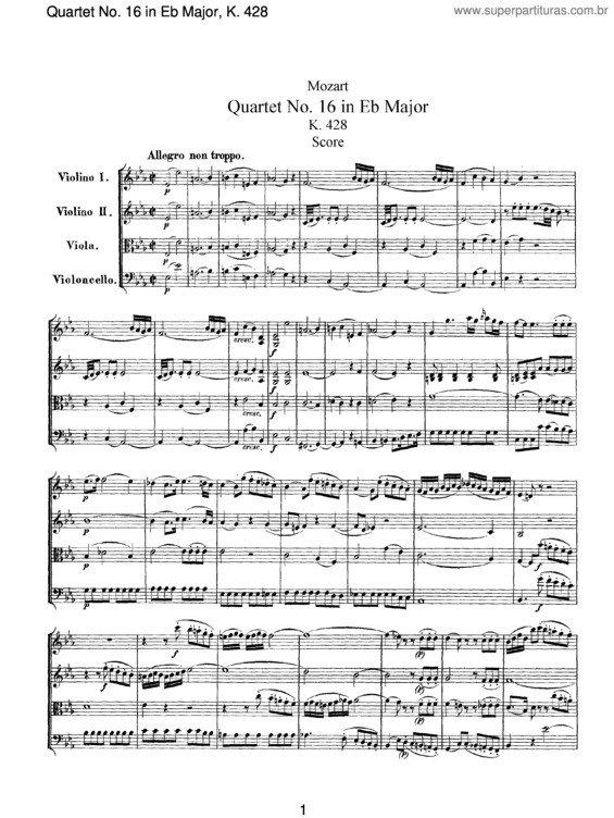 Partitura da música String Quartet No. 16