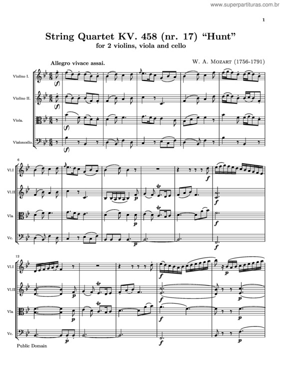 Partitura da música String Quartet No. 17 v.2