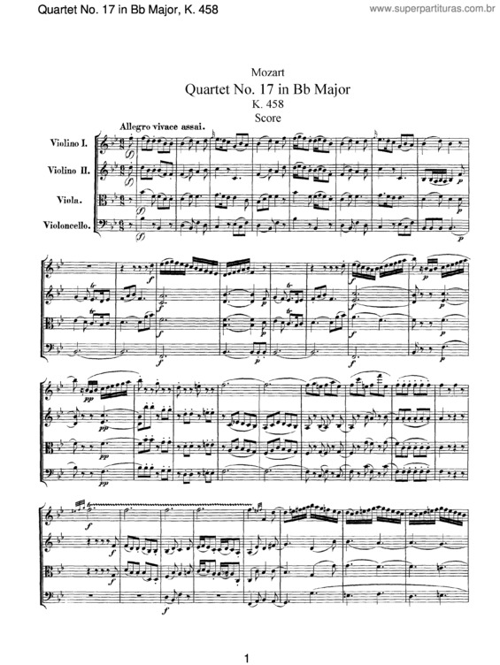 Partitura da música String Quartet No. 17