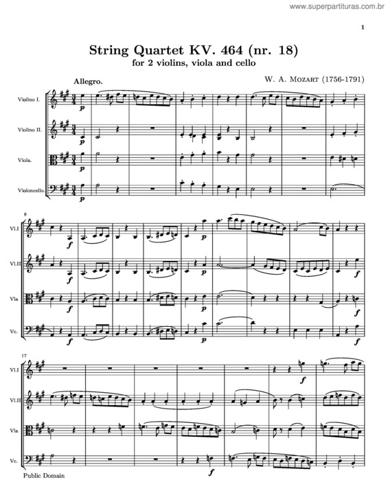Partitura da música String Quartet No. 18 v.2
