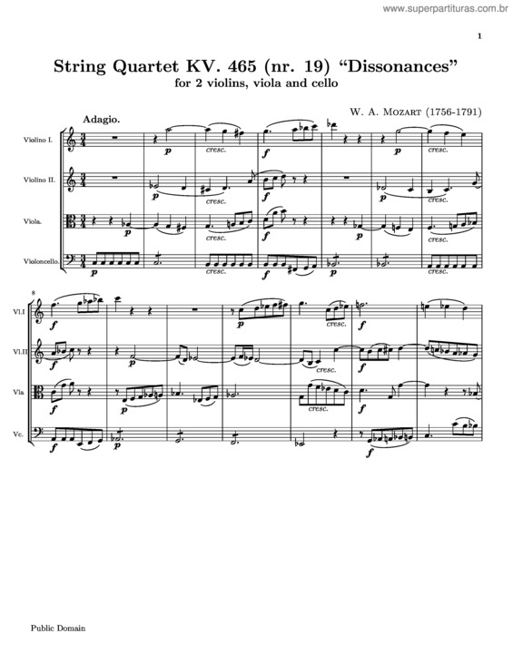 Partitura da música String Quartet No. 19 v.2