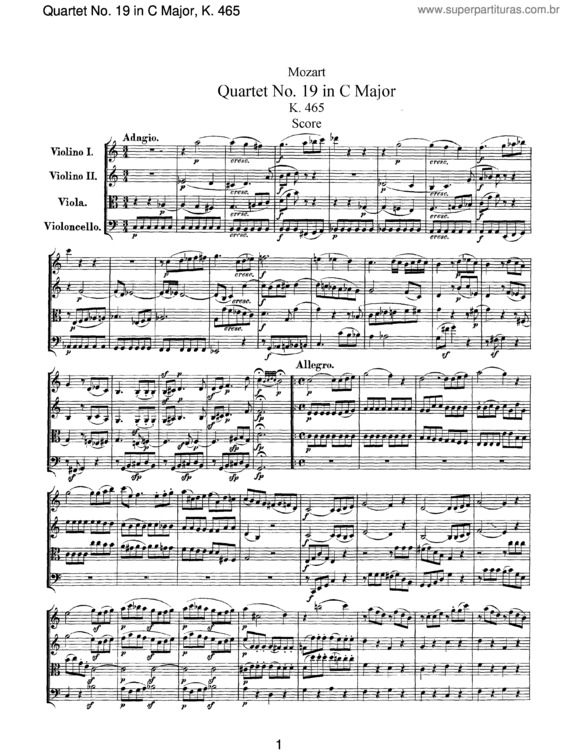 Partitura da música String Quartet No. 19
