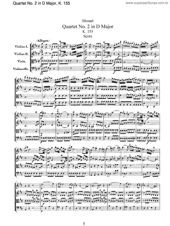 Partitura da música String Quartet No. 2