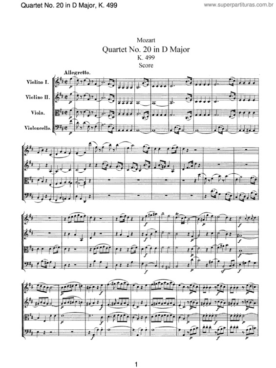 Partitura da música String Quartet No. 20