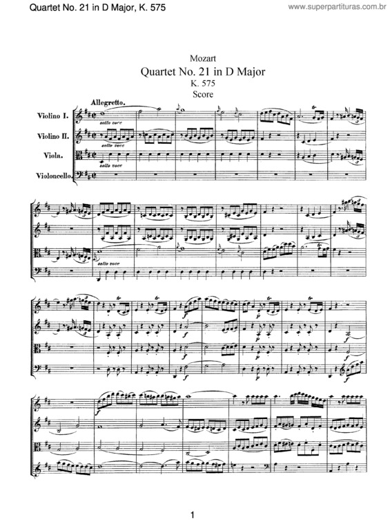 Partitura da música String Quartet No. 21